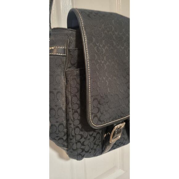 COACH SIGNATURE VOYAGER BLACK CROSS BODY MESSENGER BAG AUTHENTIC - Picture 3 of 14